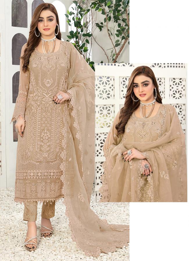 Georgette Brown Festival Wear Embroidery Work Pakistani Suit